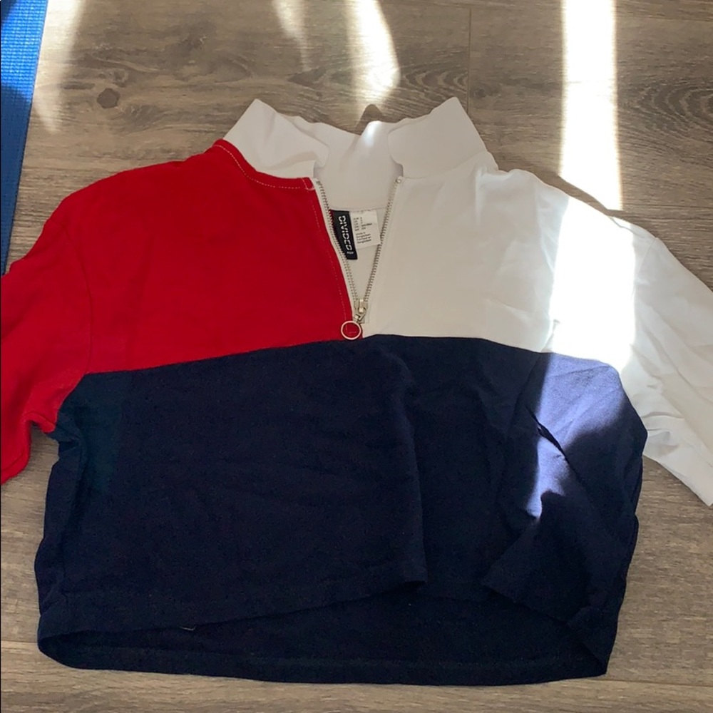 Polo half zip crop top